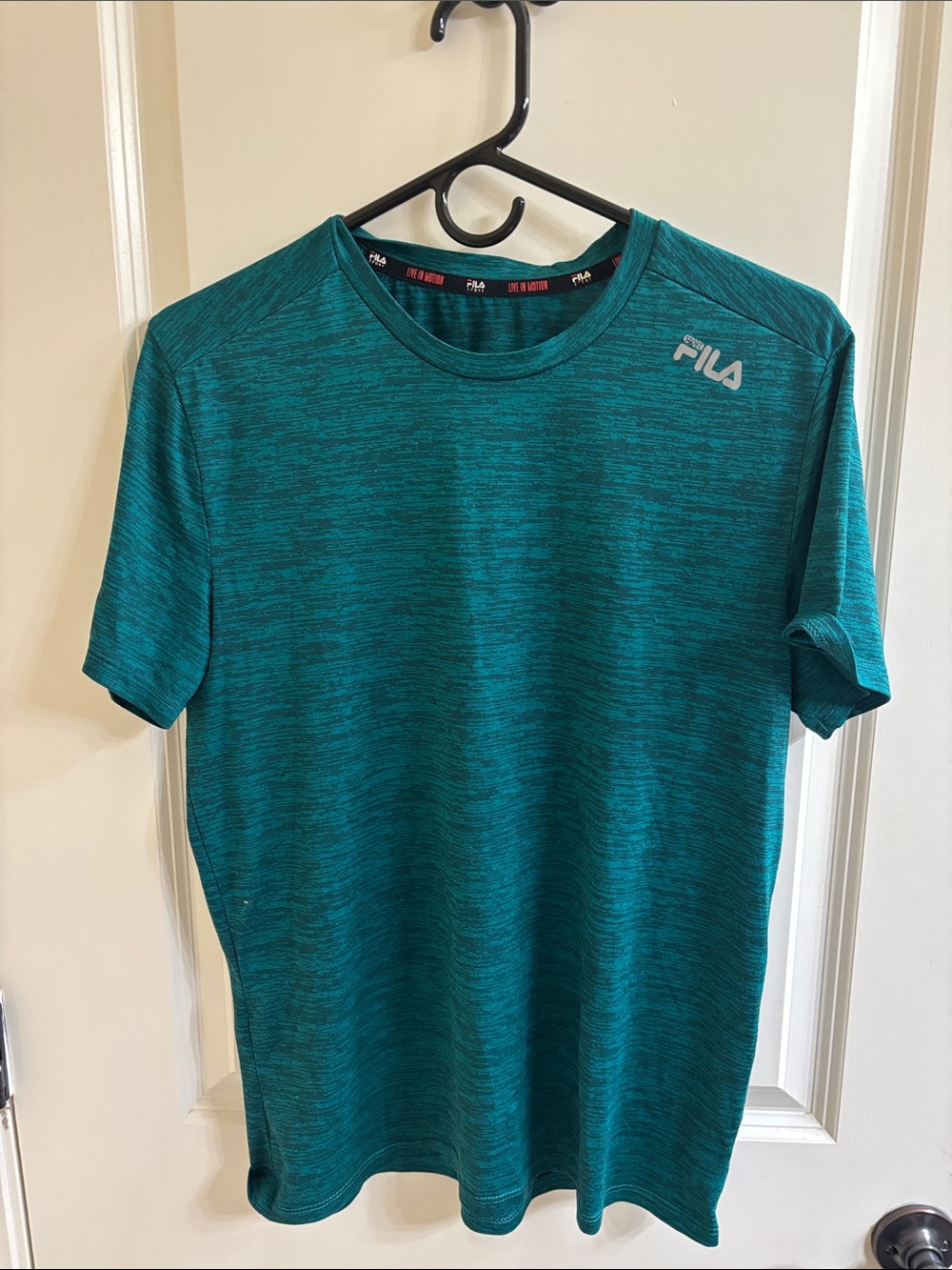 Fila “Live in Motion” Men's Heather Performance Short Sleeve Tee (Green Red)